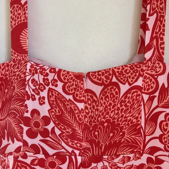 JCREW Collection fitted luster crepe flare-hem dress in coral floral print NWT 4 - Picture 9 of 11